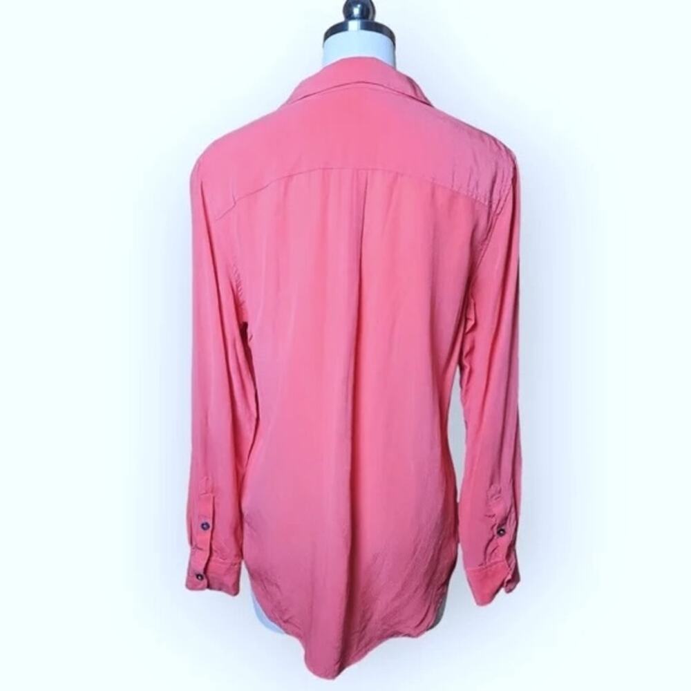 Two by Vince Camuto Soft Pink Button Down Silk Camp Utility Blouse Size Large - Picture 6 of 12